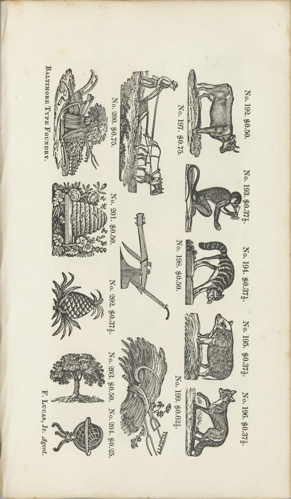 An illustration from A specimen of printing types and ornaments from the Baltimore Type Foundry, 1832, leaf 156