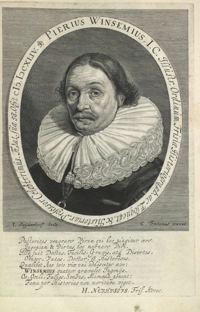 An illustration from P. WinsemI IC. illustrium Ordinum Frisiae Historiographi ac eloquentiae et historiarum professoris Historiarum ab excessv Caroli V. caesaris, sive, Rerum sub Philippo II. per Frisiam gestarum, 1646, leaf 36
