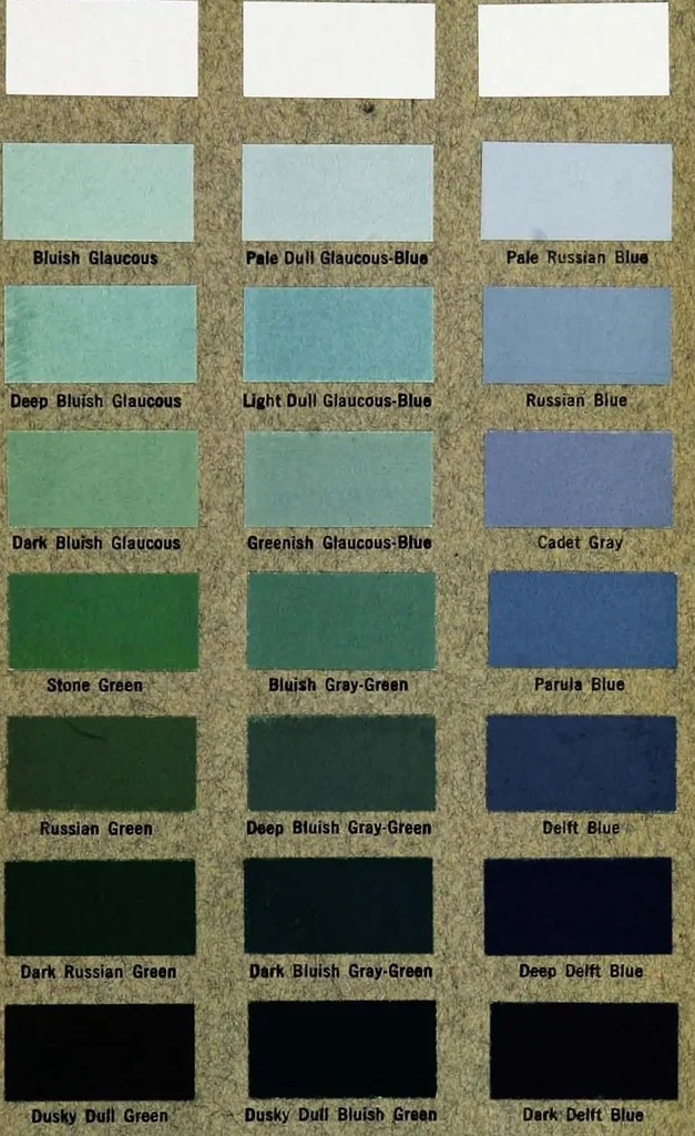 An illustration from Color standards and color nomenclature, 1912, leaf 140