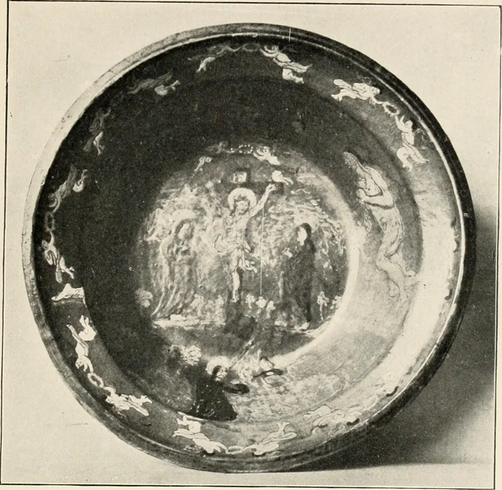 An illustration from Lead glazed pottery. Part first (common clays): plain glazed, sgraffito and slip-decorated wares, 1907, leaf 16