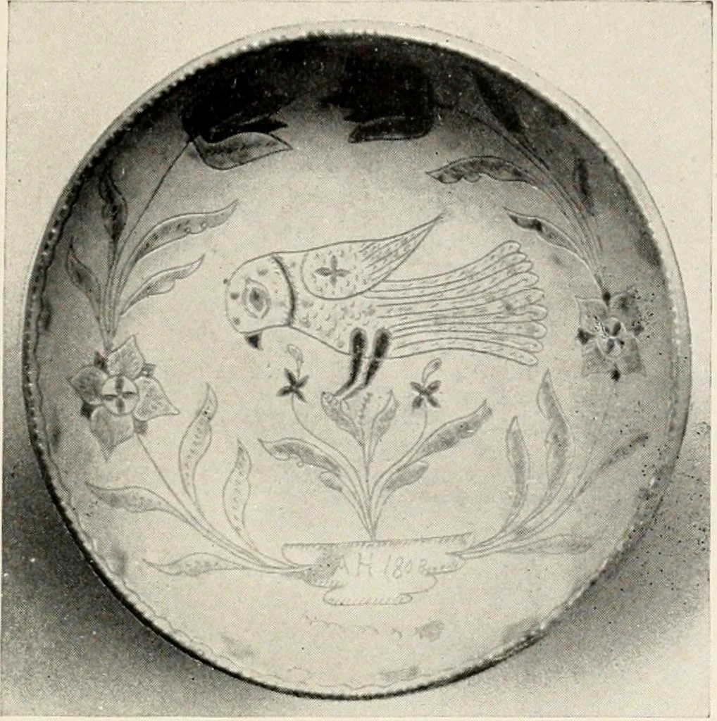 An illustration from Lead glazed pottery. Part first (common clays): plain glazed, sgraffito and slip-decorated wares, 1907, leaf 36