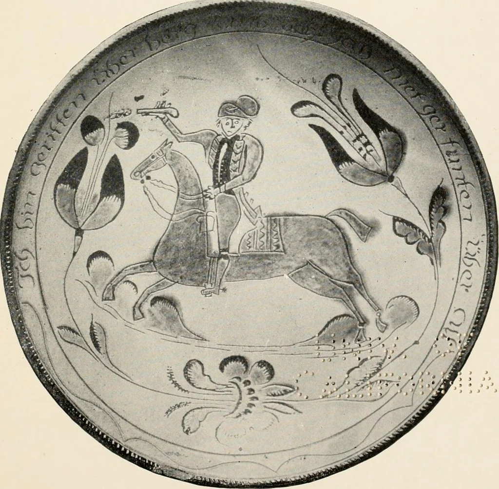 An illustration from Lead glazed pottery. Part first (common clays): plain glazed, sgraffito and slip-decorated wares, 1907, leaf 44