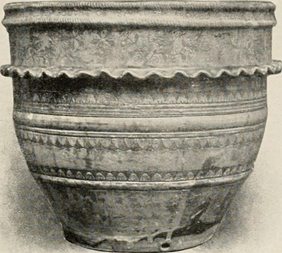 An illustration from Lead glazed pottery. Part first (common clays): plain glazed, sgraffito and slip-decorated wares, 1907, leaf 46
