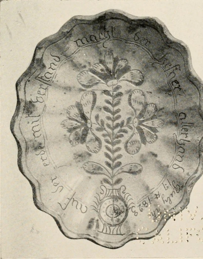 An illustration from Lead glazed pottery. Part first (common clays): plain glazed, sgraffito and slip-decorated wares, 1907, leaf 46