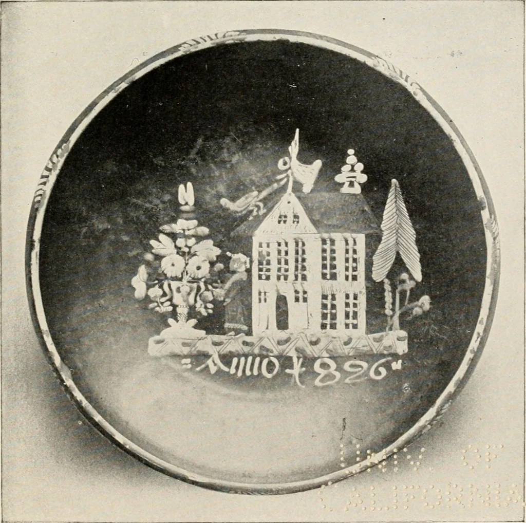 An illustration from Lead glazed pottery. Part first (common clays): plain glazed, sgraffito and slip-decorated wares, 1907, leaf 54