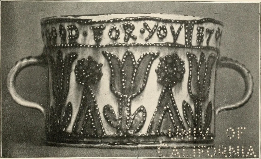 An illustration from Lead glazed pottery. Part first (common clays): plain glazed, sgraffito and slip-decorated wares, 1907, leaf 58