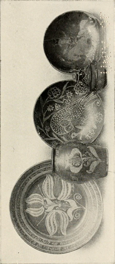 An illustration from Lead glazed pottery. Part first (common clays): plain glazed, sgraffito and slip-decorated wares, 1907, leaf 62