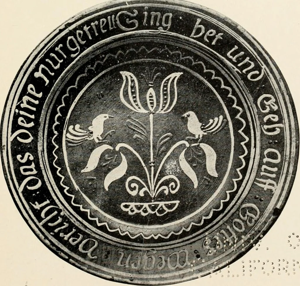 An illustration from Lead glazed pottery. Part first (common clays): plain glazed, sgraffito and slip-decorated wares, 1907, leaf 68