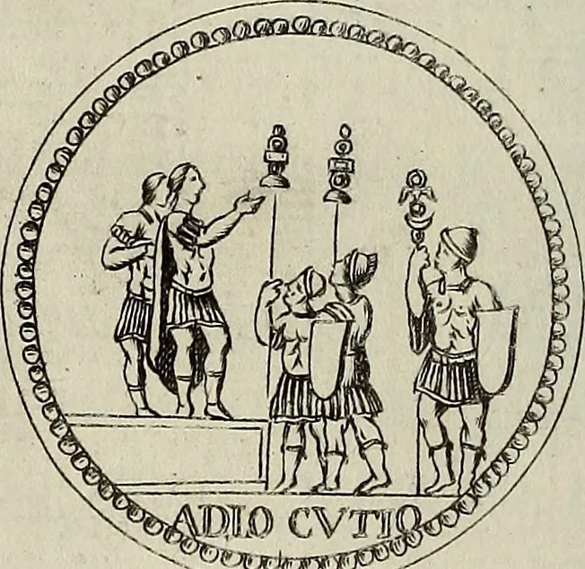 An illustration from Le antiche iscrizioni di Palermo : raccolte, e spiegate sotto gli auspizi dell'eccellentissimo Senato palermitano, grande di Spagna di prima classe, 1762, leaf 225
