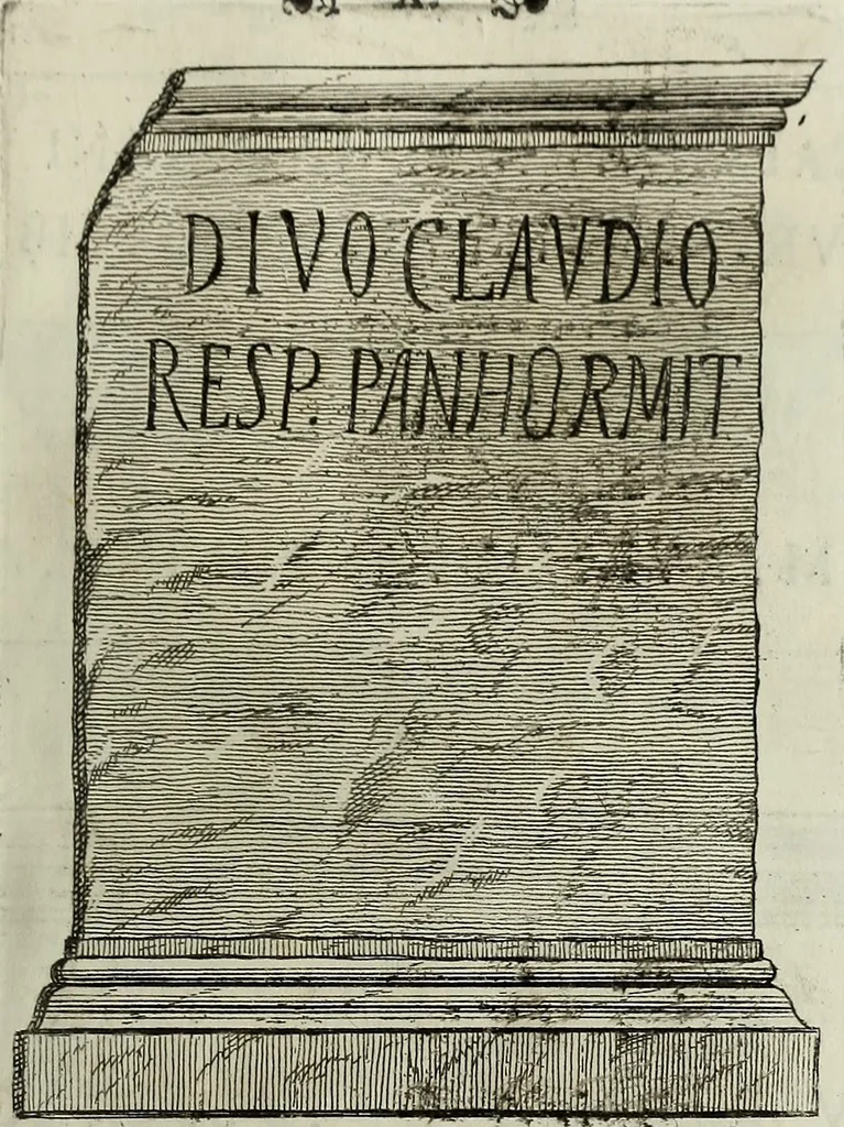 An illustration from Le antiche iscrizioni di Palermo : raccolte, e spiegate sotto gli auspizi dell'eccellentissimo Senato palermitano, grande di Spagna di prima classe, 1762, leaf 36
