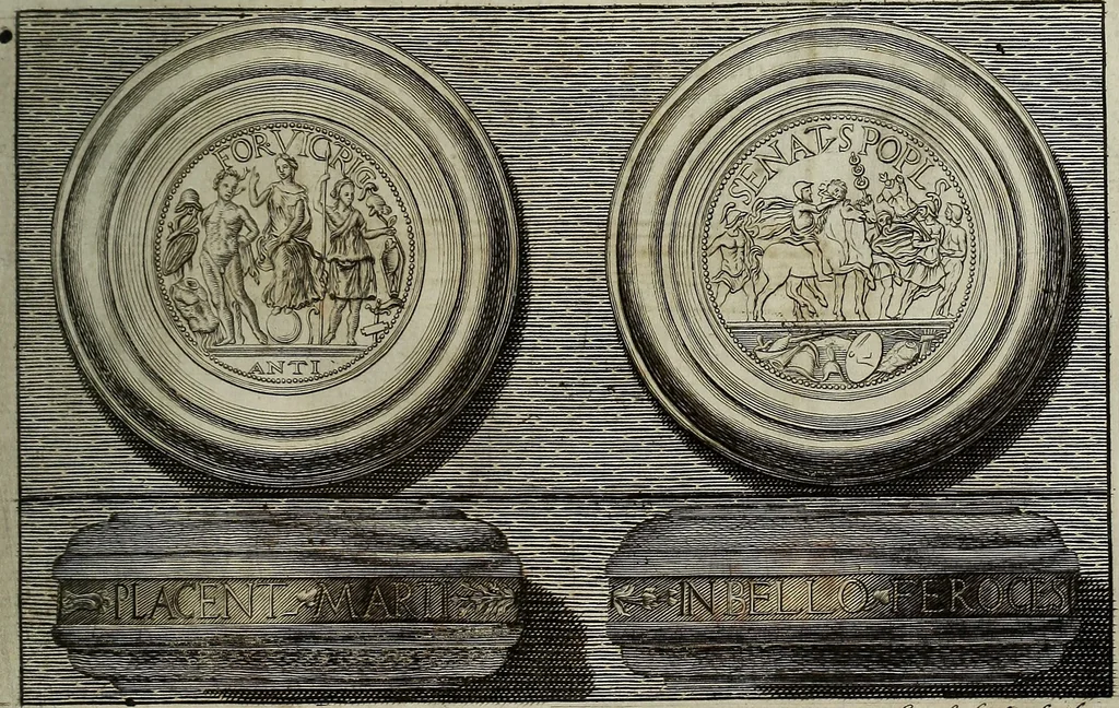 An illustration from Le antiche iscrizioni di Palermo : raccolte, e spiegate sotto gli auspizi dell'eccellentissimo Senato palermitano, grande di Spagna di prima classe, 1762, leaf 54