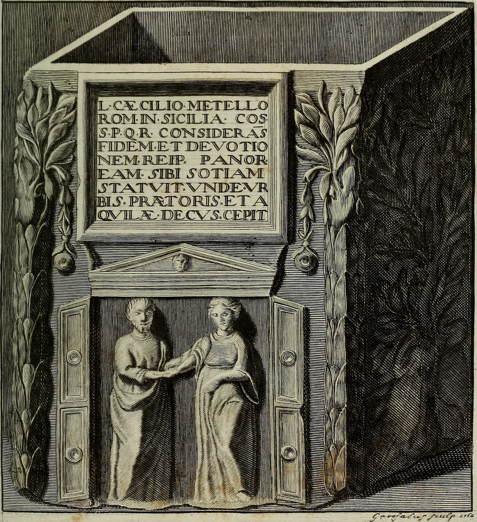 An illustration from Le antiche iscrizioni di Palermo : raccolte, e spiegate sotto gli auspizi dell'eccellentissimo Senato palermitano, grande di Spagna di prima classe, 1762, leaf 56