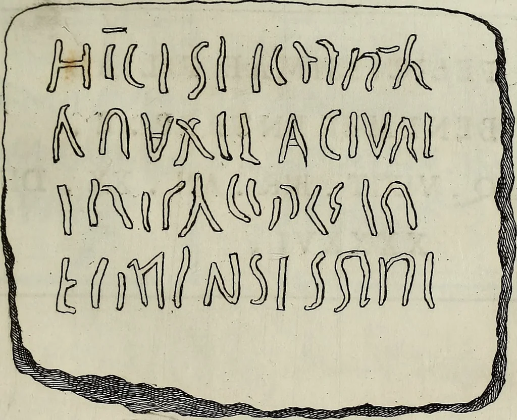 An illustration from Le antiche iscrizioni di Palermo : raccolte, e spiegate sotto gli auspizi dell'eccellentissimo Senato palermitano, grande di Spagna di prima classe, 1762, leaf 84