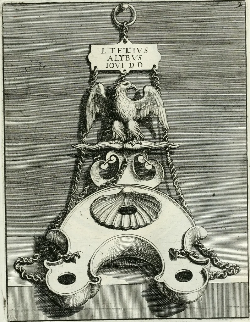 An illustration from Le antiche lucerne sepolcrali figurate : raccolte dalle caue sotterranee e grotte di Roma, nelle quali si contengono molte erudite memorie, 1691, leaf 110