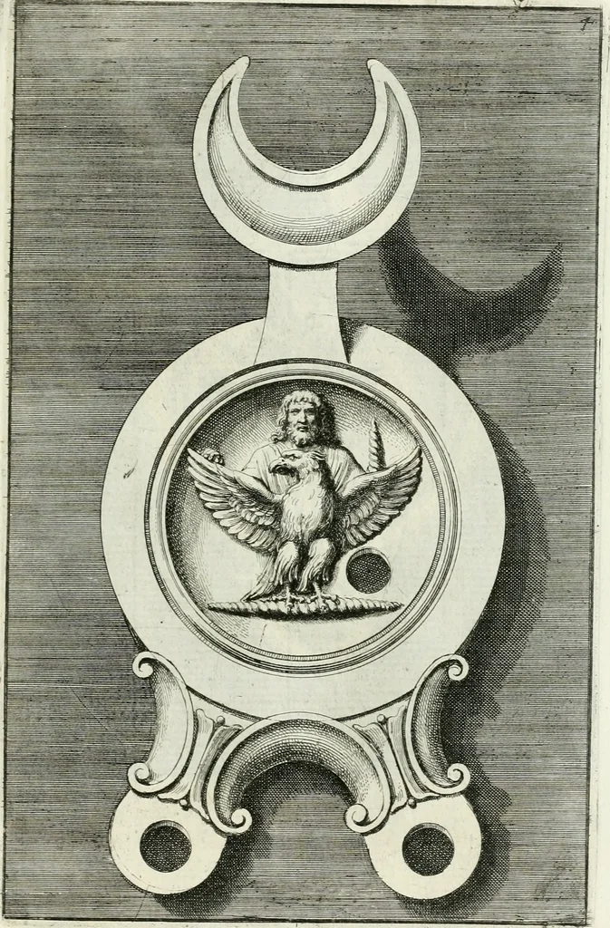 An illustration from Le antiche lucerne sepolcrali figurate : raccolte dalle caue sotterranee e grotte di Roma, nelle quali si contengono molte erudite memorie, 1691, leaf 114