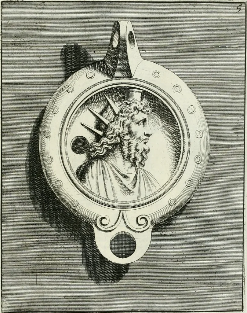 An illustration from Le antiche lucerne sepolcrali figurate : raccolte dalle caue sotterranee e grotte di Roma, nelle quali si contengono molte erudite memorie, 1691, leaf 116