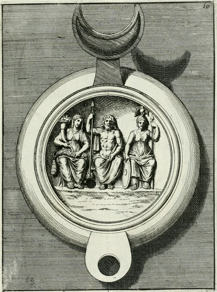 An illustration from Le antiche lucerne sepolcrali figurate : raccolte dalle caue sotterranee e grotte di Roma, nelle quali si contengono molte erudite memorie, 1691, leaf 126
