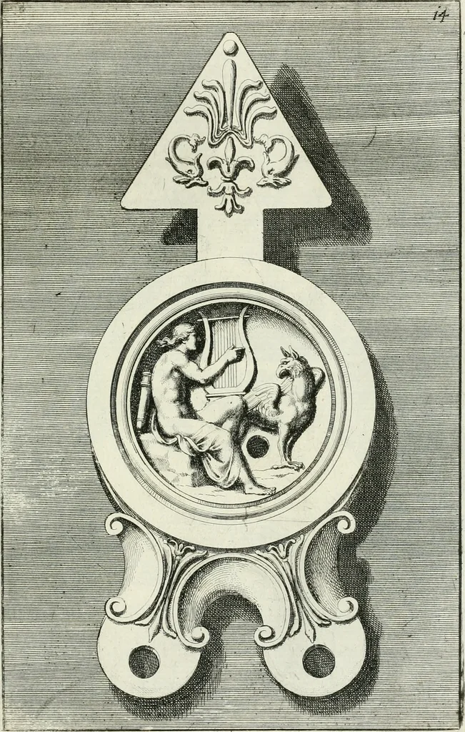 An illustration from Le antiche lucerne sepolcrali figurate : raccolte dalle caue sotterranee e grotte di Roma, nelle quali si contengono molte erudite memorie, 1691, leaf 134