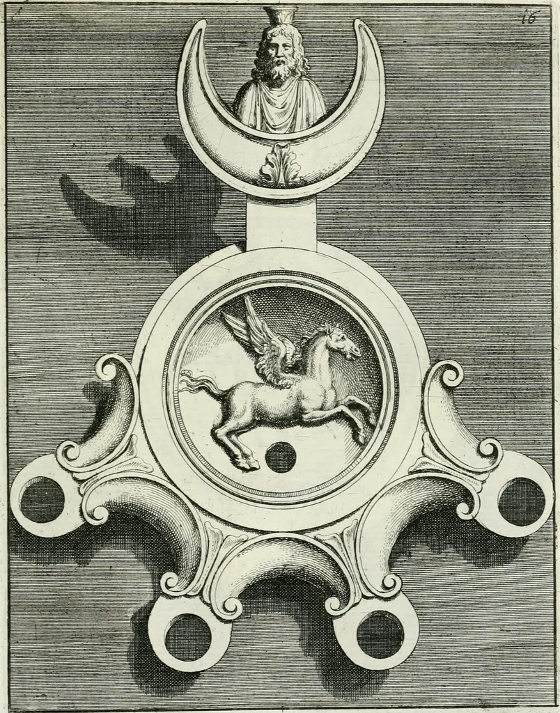 An illustration from Le antiche lucerne sepolcrali figurate : raccolte dalle caue sotterranee e grotte di Roma, nelle quali si contengono molte erudite memorie, 1691, leaf 138
