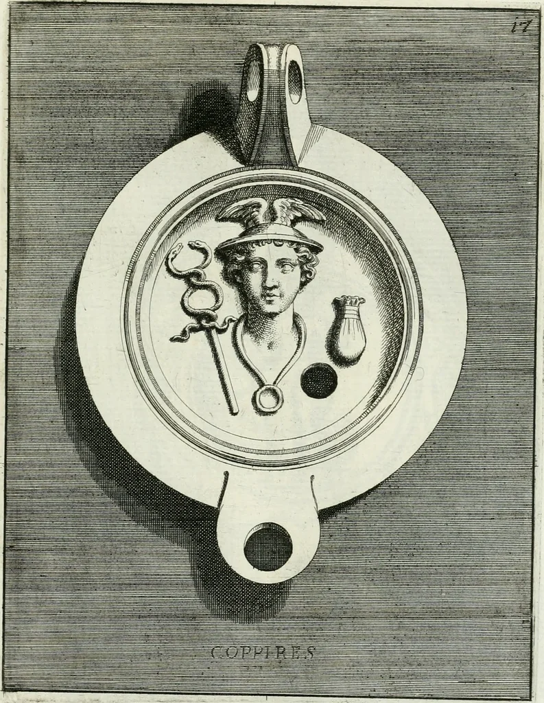 An illustration from Le antiche lucerne sepolcrali figurate : raccolte dalle caue sotterranee e grotte di Roma, nelle quali si contengono molte erudite memorie, 1691, leaf 140