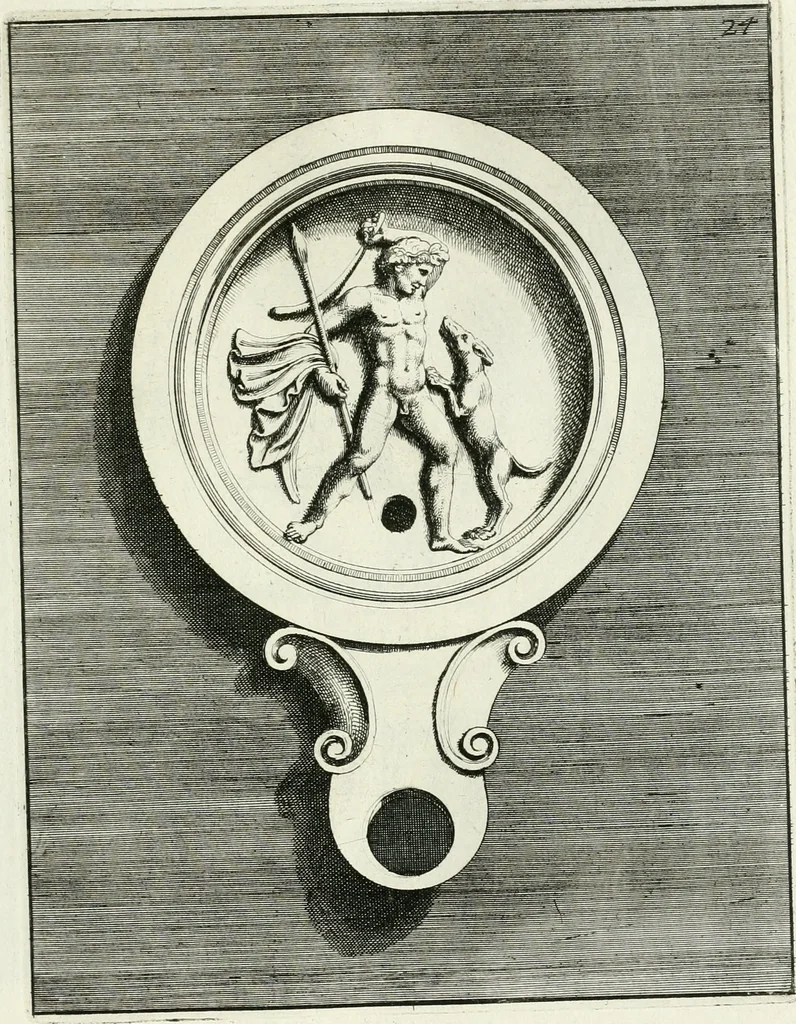 An illustration from Le antiche lucerne sepolcrali figurate : raccolte dalle caue sotterranee e grotte di Roma, nelle quali si contengono molte erudite memorie, 1691, leaf 154