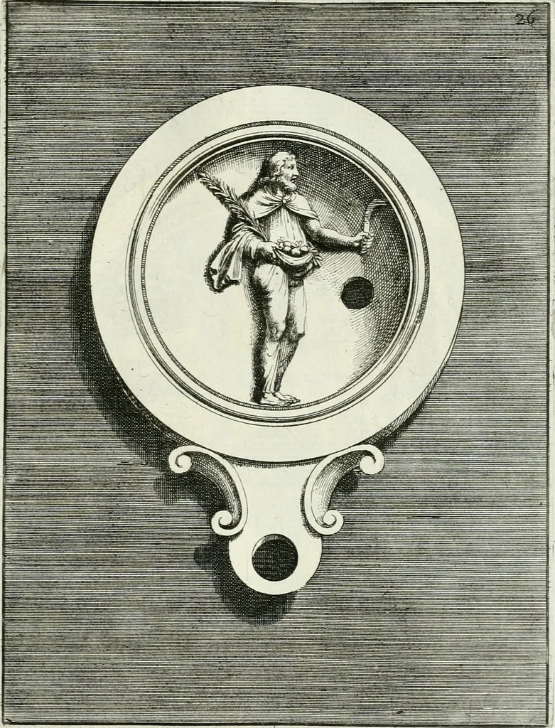 An illustration from Le antiche lucerne sepolcrali figurate : raccolte dalle caue sotterranee e grotte di Roma, nelle quali si contengono molte erudite memorie, 1691, leaf 158