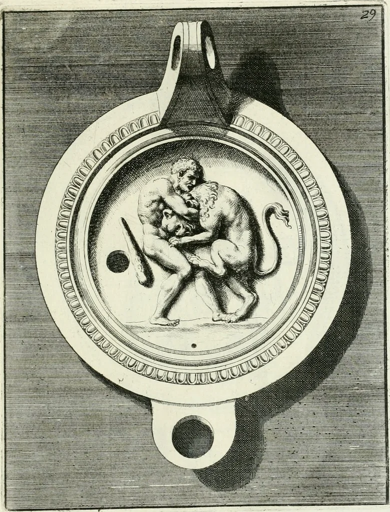 An illustration from Le antiche lucerne sepolcrali figurate : raccolte dalle caue sotterranee e grotte di Roma, nelle quali si contengono molte erudite memorie, 1691, leaf 164