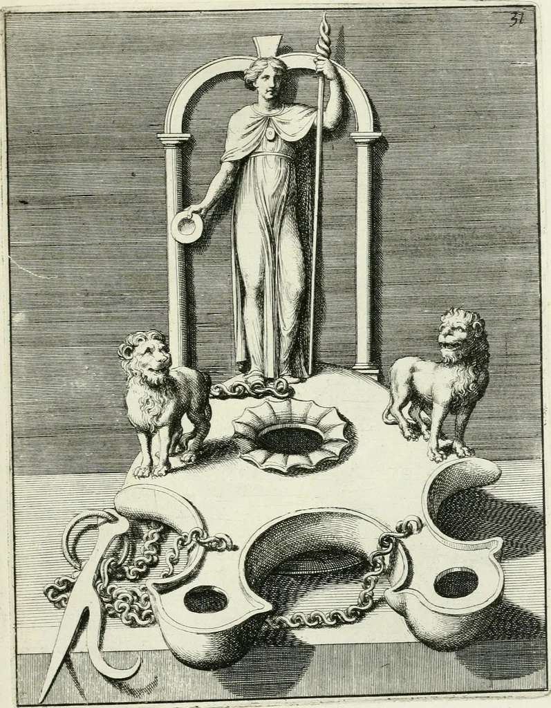 An illustration from Le antiche lucerne sepolcrali figurate : raccolte dalle caue sotterranee e grotte di Roma, nelle quali si contengono molte erudite memorie, 1691, leaf 168