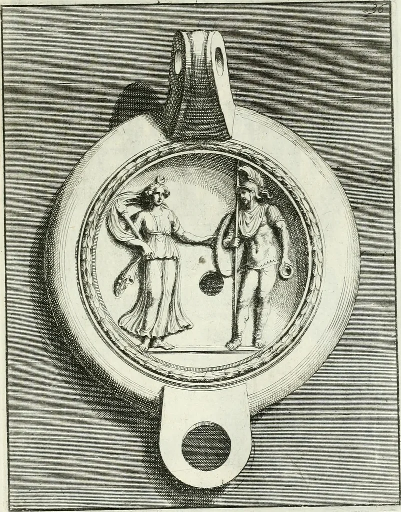 An illustration from Le antiche lucerne sepolcrali figurate : raccolte dalle caue sotterranee e grotte di Roma, nelle quali si contengono molte erudite memorie, 1691, leaf 178
