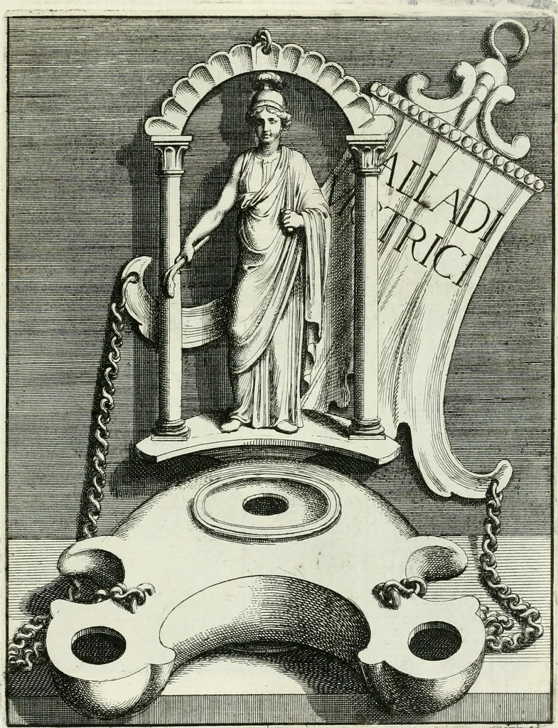 An illustration from Le antiche lucerne sepolcrali figurate : raccolte dalle caue sotterranee e grotte di Roma, nelle quali si contengono molte erudite memorie, 1691, leaf 180