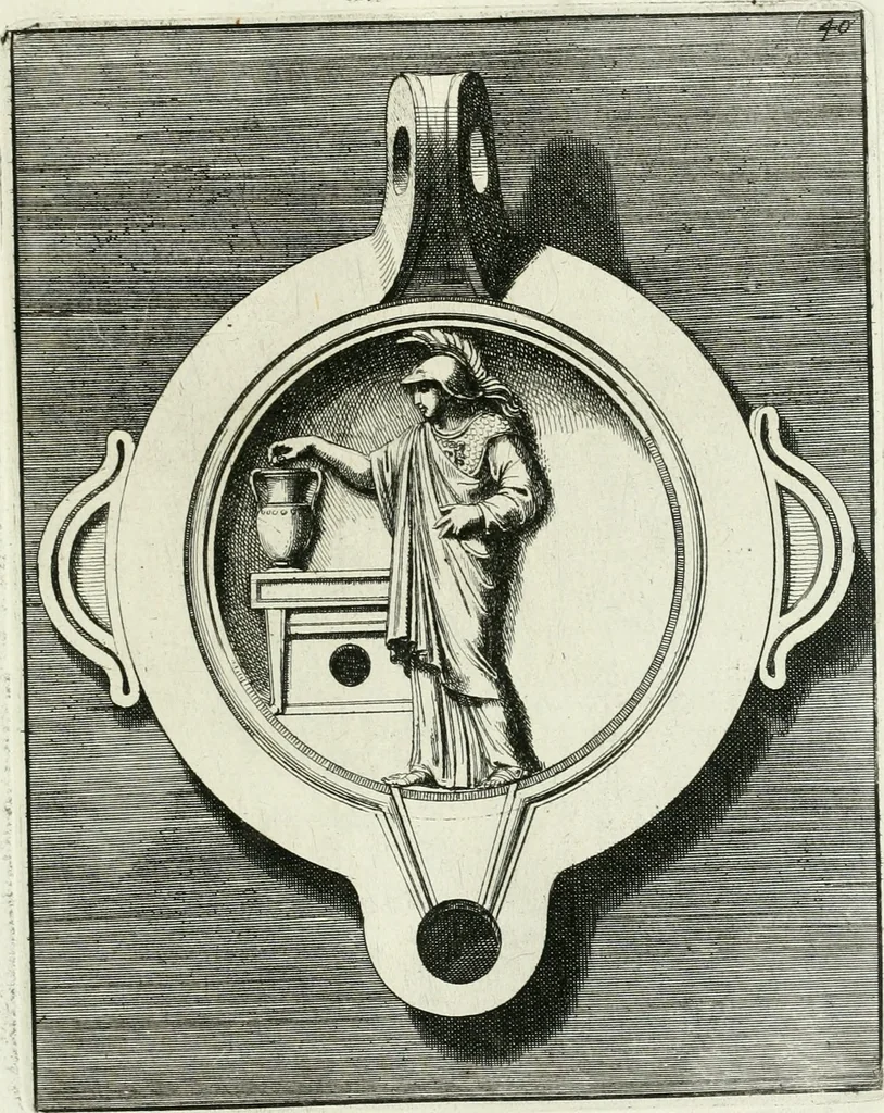 An illustration from Le antiche lucerne sepolcrali figurate : raccolte dalle caue sotterranee e grotte di Roma, nelle quali si contengono molte erudite memorie, 1691, leaf 186
