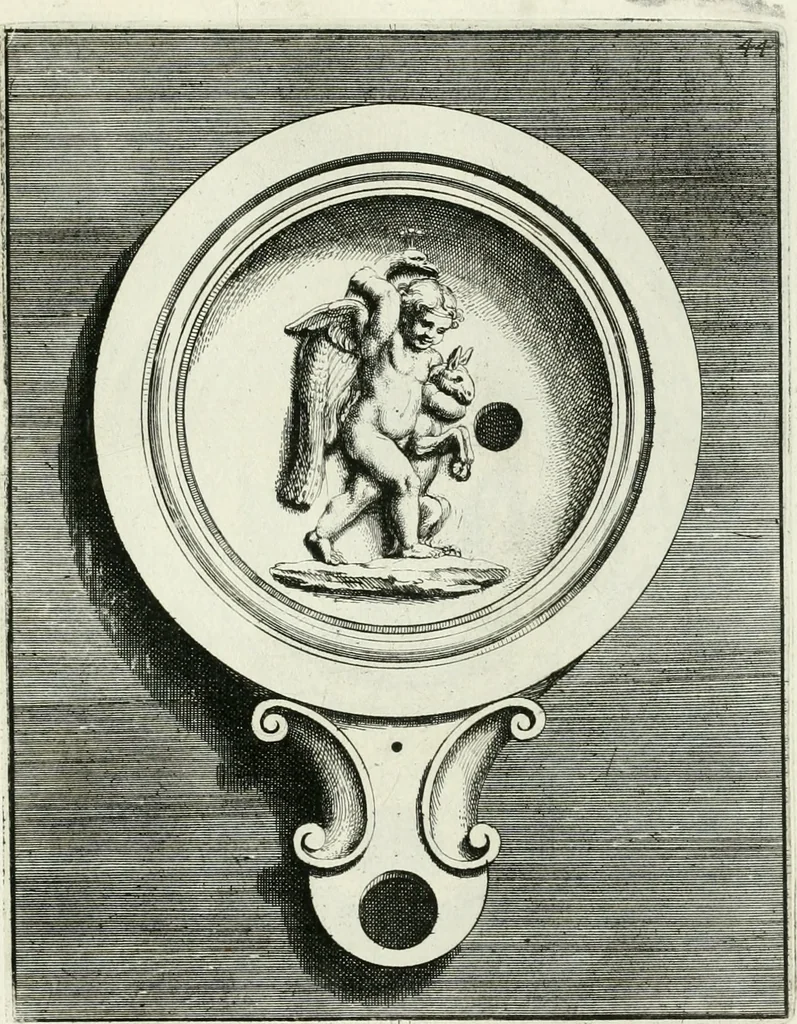 An illustration from Le antiche lucerne sepolcrali figurate : raccolte dalle caue sotterranee e grotte di Roma, nelle quali si contengono molte erudite memorie, 1691, leaf 194