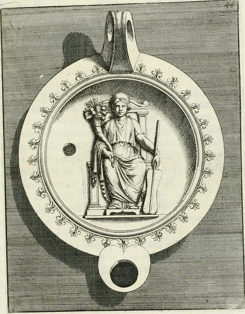 An illustration from Le antiche lucerne sepolcrali figurate : raccolte dalle caue sotterranee e grotte di Roma, nelle quali si contengono molte erudite memorie, 1691, leaf 198