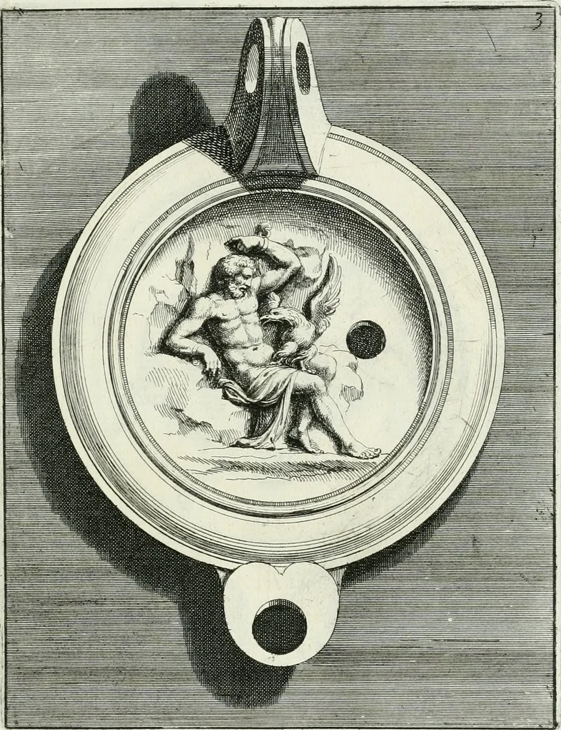 An illustration from Le antiche lucerne sepolcrali figurate : raccolte dalle caue sotterranee e grotte di Roma, nelle quali si contengono molte erudite memorie, 1691, leaf 20