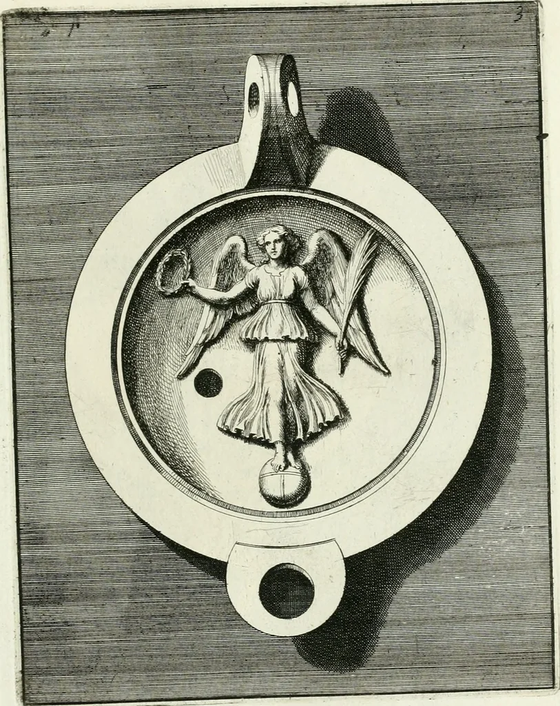 An illustration from Le antiche lucerne sepolcrali figurate : raccolte dalle caue sotterranee e grotte di Roma, nelle quali si contengono molte erudite memorie, 1691, leaf 222