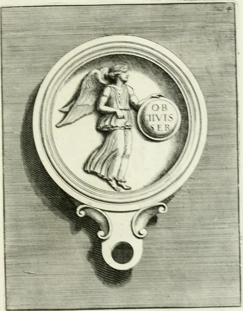 An illustration from Le antiche lucerne sepolcrali figurate : raccolte dalle caue sotterranee e grotte di Roma, nelle quali si contengono molte erudite memorie, 1691, leaf 224