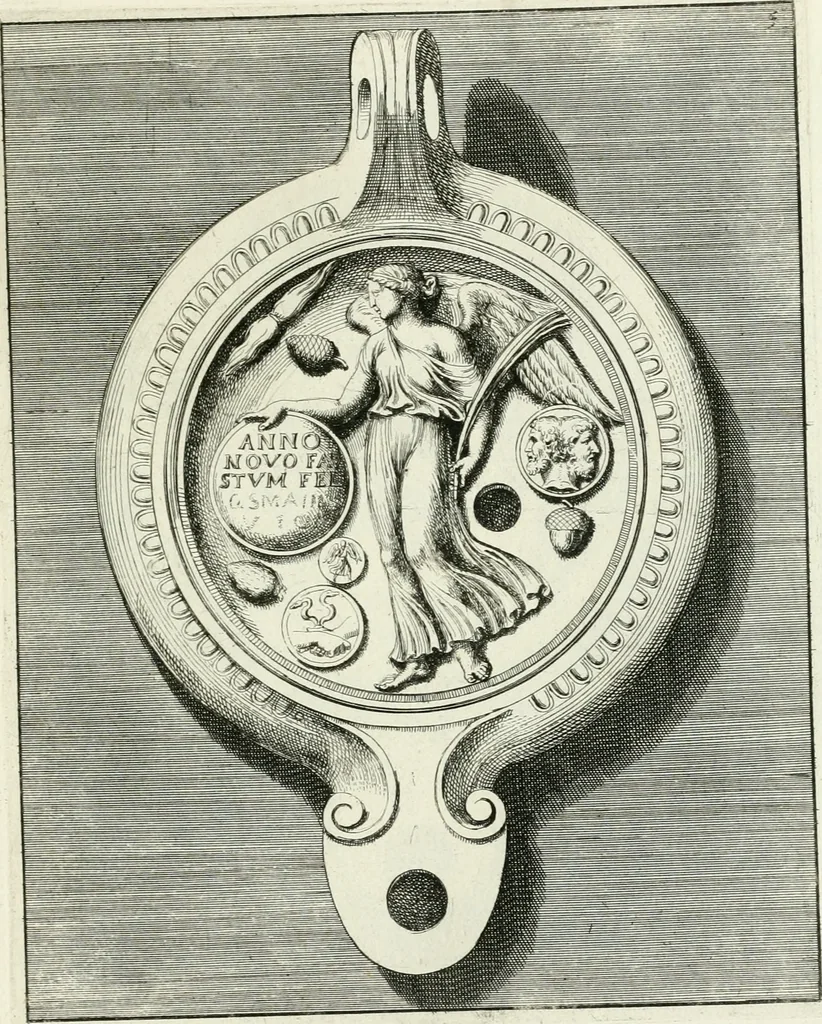 An illustration from Le antiche lucerne sepolcrali figurate : raccolte dalle caue sotterranee e grotte di Roma, nelle quali si contengono molte erudite memorie, 1691, leaf 226