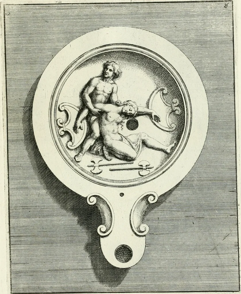 An illustration from Le antiche lucerne sepolcrali figurate : raccolte dalle caue sotterranee e grotte di Roma, nelle quali si contengono molte erudite memorie, 1691, leaf 232