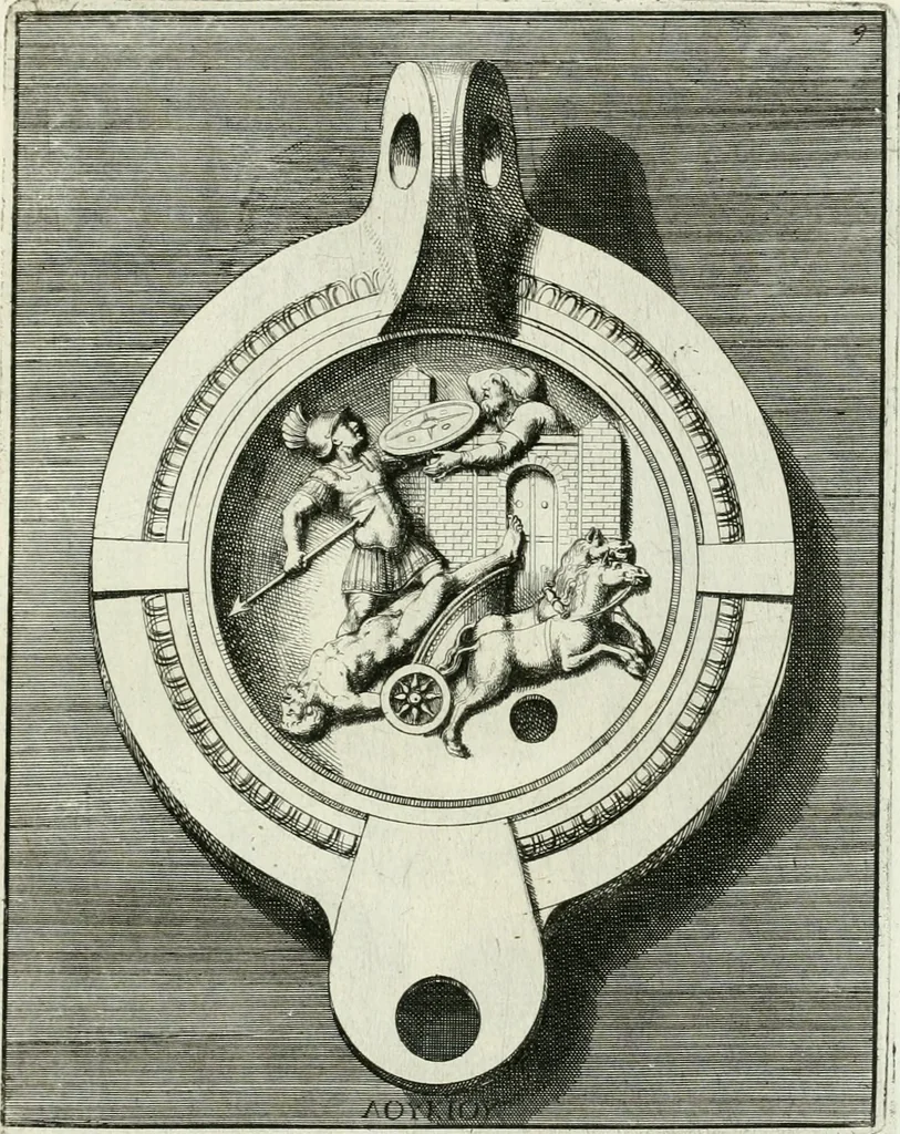 An illustration from Le antiche lucerne sepolcrali figurate : raccolte dalle caue sotterranee e grotte di Roma, nelle quali si contengono molte erudite memorie, 1691, leaf 234