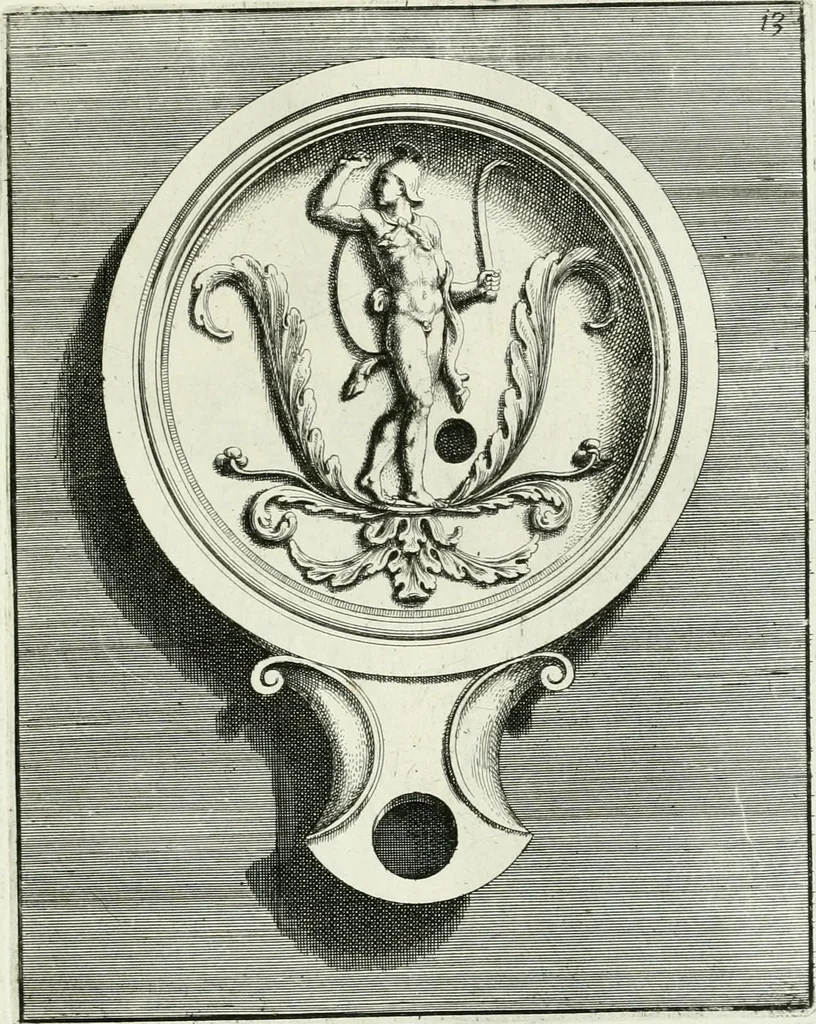 An illustration from Le antiche lucerne sepolcrali figurate : raccolte dalle caue sotterranee e grotte di Roma, nelle quali si contengono molte erudite memorie, 1691, leaf 242