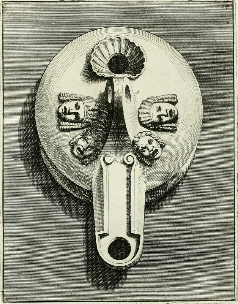 An illustration from Le antiche lucerne sepolcrali figurate : raccolte dalle caue sotterranee e grotte di Roma, nelle quali si contengono molte erudite memorie, 1691, leaf 244