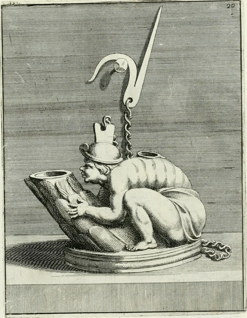 An illustration from Le antiche lucerne sepolcrali figurate : raccolte dalle caue sotterranee e grotte di Roma, nelle quali si contengono molte erudite memorie, 1691, leaf 256