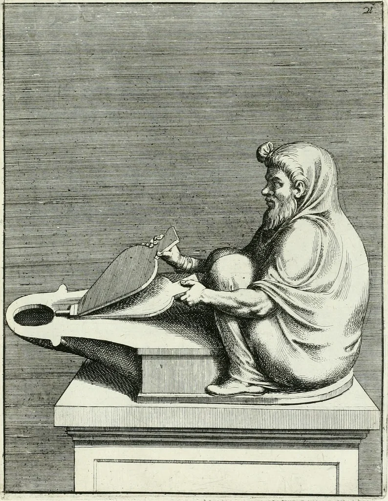 An illustration from Le antiche lucerne sepolcrali figurate : raccolte dalle caue sotterranee e grotte di Roma, nelle quali si contengono molte erudite memorie, 1691, leaf 258