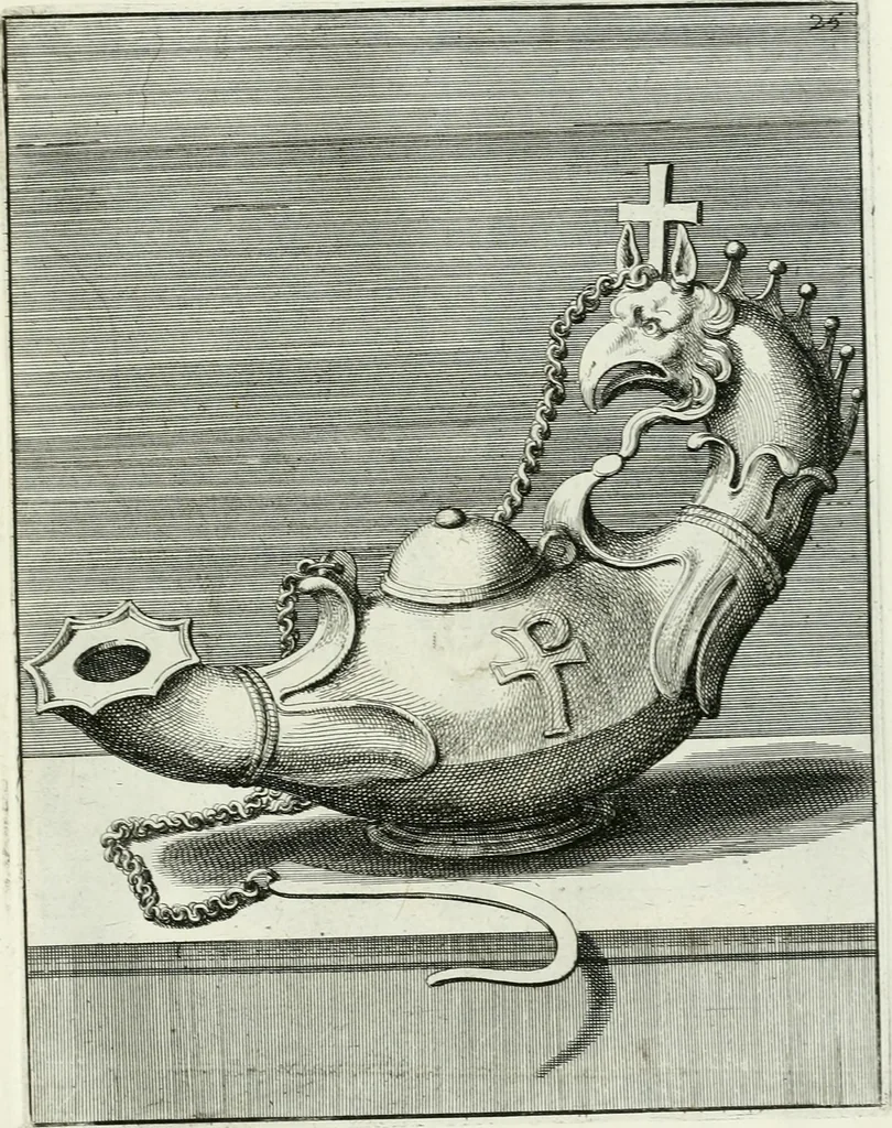 An illustration from Le antiche lucerne sepolcrali figurate : raccolte dalle caue sotterranee e grotte di Roma, nelle quali si contengono molte erudite memorie, 1691, leaf 266