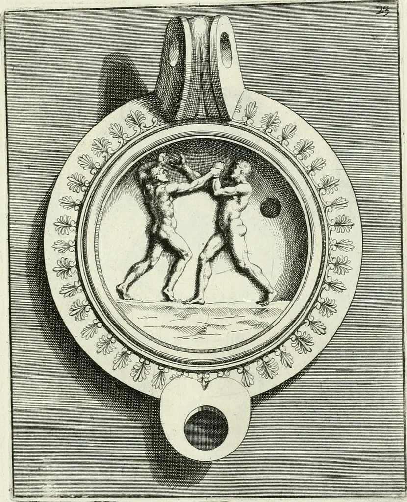 An illustration from Le antiche lucerne sepolcrali figurate : raccolte dalle caue sotterranee e grotte di Roma, nelle quali si contengono molte erudite memorie, 1691, leaf 60