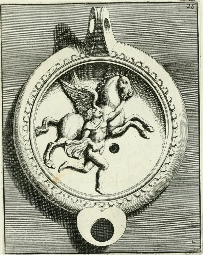 An illustration from Le antiche lucerne sepolcrali figurate : raccolte dalle caue sotterranee e grotte di Roma, nelle quali si contengono molte erudite memorie, 1691, leaf 70