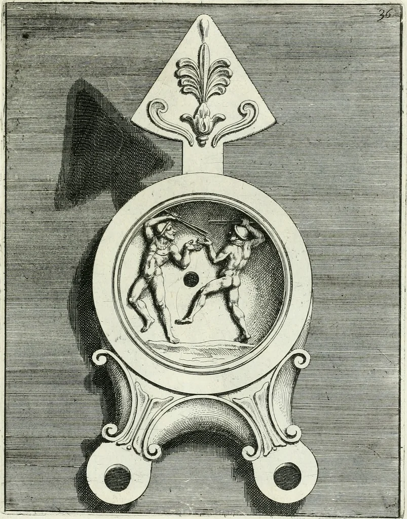 An illustration from Le antiche lucerne sepolcrali figurate : raccolte dalle caue sotterranee e grotte di Roma, nelle quali si contengono molte erudite memorie, 1691, leaf 86