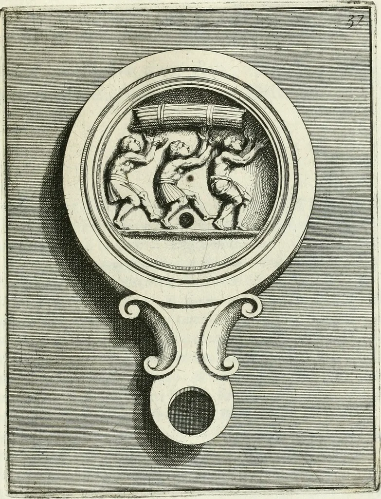 An illustration from Le antiche lucerne sepolcrali figurate : raccolte dalle caue sotterranee e grotte di Roma, nelle quali si contengono molte erudite memorie, 1691, leaf 88