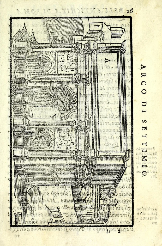 An illustration from Le antichità della citta di Roma : raccolte sotto brevita da diuersi antichi & moderni scrittori, 1588, leaf 55