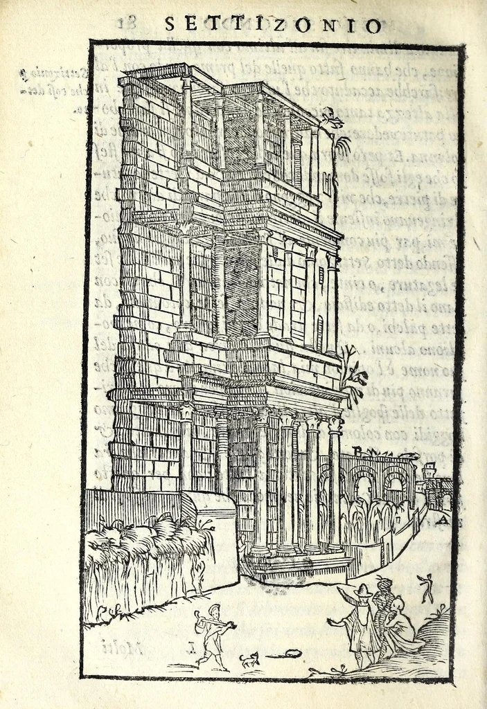 An illustration from Le antichità della città di Roma : raccolte sotto brevità da diuersi antichi & moderni scrittori, 1569, leaf 184